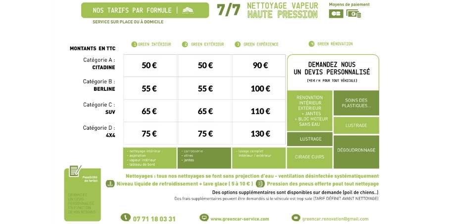 Image Green Car Service nouvelle grille tarifs (907 × 454 px)